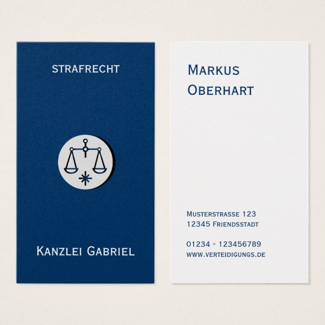 Rechtsanwalt Visitenkarten (Frente & Verso)