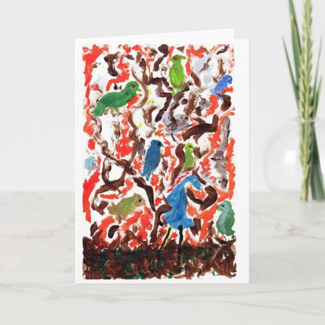 Recolha de Aves num Cartão de Nota em Árvore (Frente)
