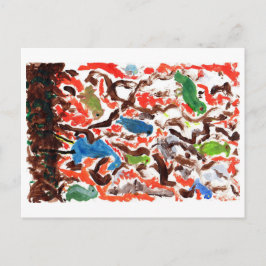 Recolha de aves num cartão postal da árvore