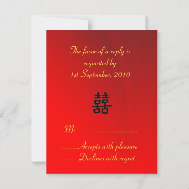 Recolha de Felicidade Dupla Chinesa com Placa RSVP (Frente)
