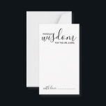 Recomendação e Cartão de Desejo de Casamento de Sc<br><div class="desc">Adicione um toque pessoal ao seu casamento com um moderno guião de casamento e um cartão de desejos. Este cartão de conselho apresenta o título 'palavras de sabedoria' com detalhes no script preto e no estilo de fonte sans serif em fundo branco. Perfeito para casamento, chá de fraldas, festa de...</div>