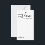 Recomendação e Cartão de Desejo de Casamento de Sc<br><div class="desc">Adicione um toque pessoal ao seu casamento com um moderno guião de casamento e um cartão de desejos. Este cartão de conselho apresenta o título 'palavras de sabedoria' com detalhes no script preto e no estilo de fonte sans serif em fundo branco. Perfeito para casamento, chá de fraldas, festa de...</div>