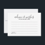 Recomendação e Cartão de Desejo de Casamento de Sc<br><div class="desc">Adicione um toque pessoal ao seu casamento com um moderno conselho de casamento e um cartão de desejos. Este cartão de conselho apresenta o título no estilo de fonte preto moderno da caligrafia e detalhes no estilo de fonte preto moderno sans serif em fundo branco. Perfeito para casamento, chá de...</div>