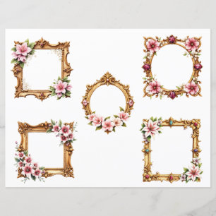Recortes de Papel de Scrapbook de Moldura Floral B