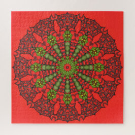 Red 3D Art Mandala Quebra-cabeça