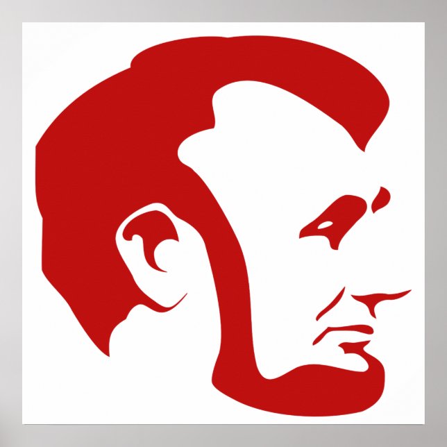 Red Abraham Lincoln Silhouette Poster (Frente)