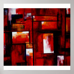 Red Abstrato Art Impressão Poster