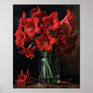 Red Amaryllis Flowers Art Impressão Poster