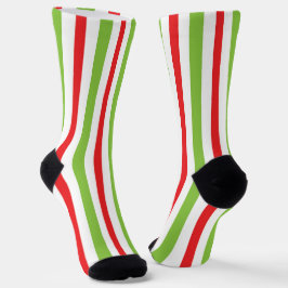 Red and Green Christmas Print Socks 