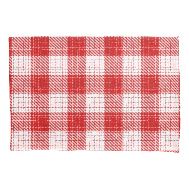 Red and White Bold Checkered Plaid Design  (Frente)