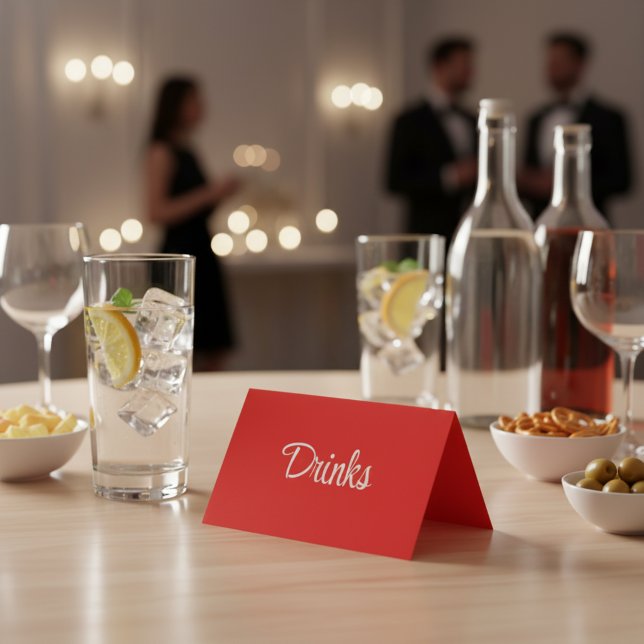Red and White Script Dessert Buffet Table Card (Criador carregado)