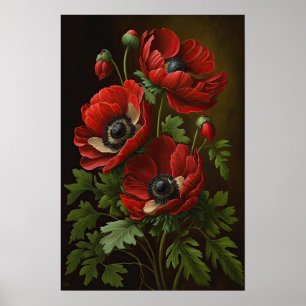 Red Anemone Flowers Art Impressão Poster