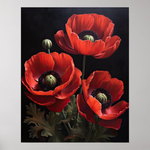 Red Anemone Flowers Art Impressão Poster