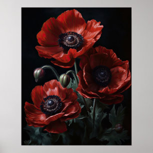 Red Anemone Flowers Art Impressão Poster