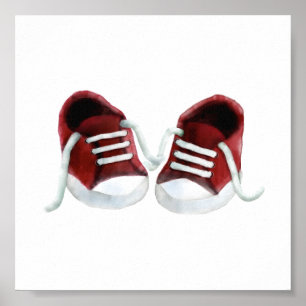 Red Baby Sneakers Painting Art Impressão, Poster