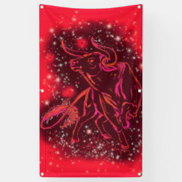 Red Banner Bull À Noite Estrelada