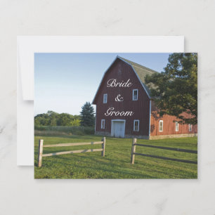 Red Barn com Cartão de Nota Plana de Casamento de
