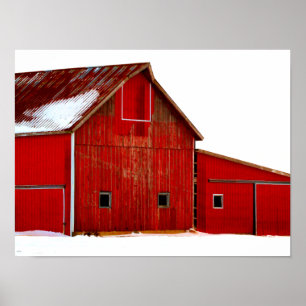 Red Barn Farmhouse Poster Impressão Wall Art