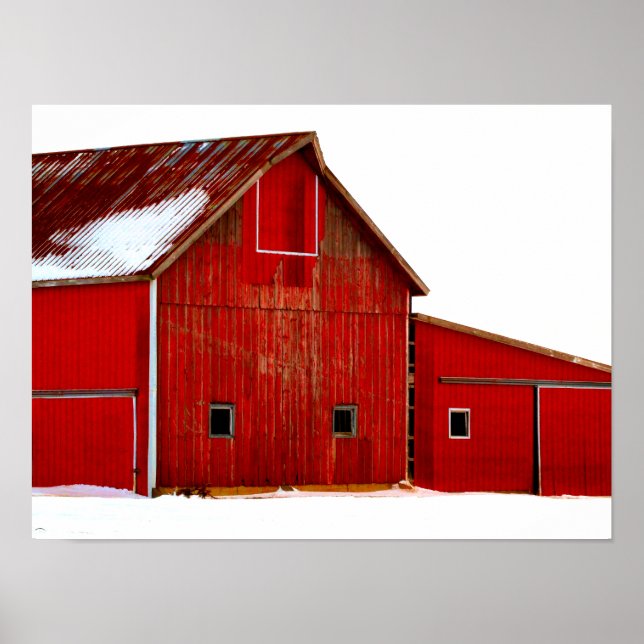 Red Barn Farmhouse Poster Impressão Wall Art (Frente)