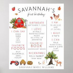Red Barn Fazenda Primeiro Aniversário Poster
