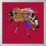 Red Bee Pop Art Poster<br><div class="desc">apresenta um impressão da pintura de pop de arte "Dusky Red Bee Pop Art" do artista escocês,  MWright.</div>