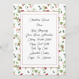 Red Berries e Cartão de Menu Folhagem de Inverno