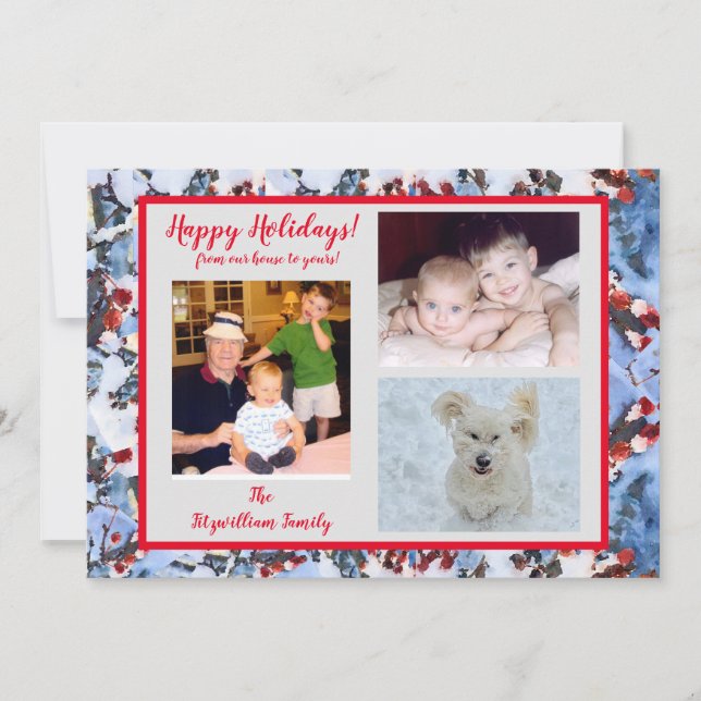 Red Berries no Cartão de Férias de Neve (Frente)