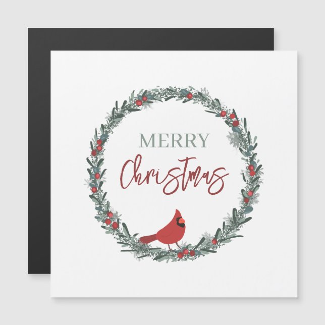 Red Berries Wreath and Red Cardinal Christmas  (Frente/Verso)