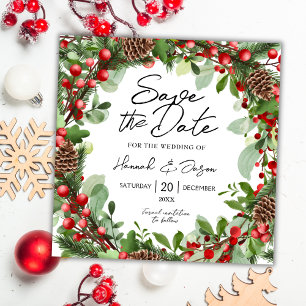 Red Berries Wreath Casamento no inverno Guardar