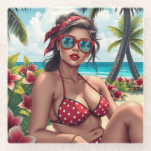 Red Bikini, óculos de sol e mulher Bandana
