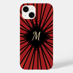 Red Black Strips Moderno Monograma Na moda Persona
