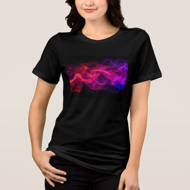 Red + Blue Flames on a Black Short Sleeve T-Shirt (Frente)