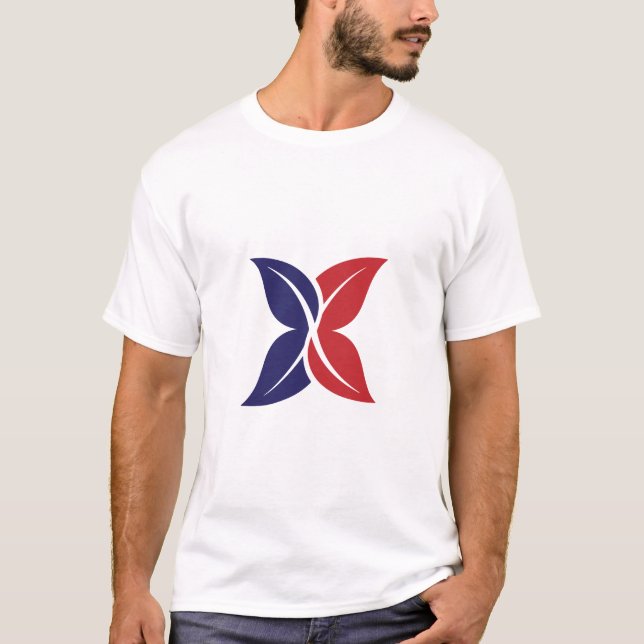 Red Blue Leaf X Modern Minimalist T-Shirt (Frente)