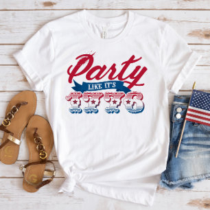 Red Blue Party Like It's 1776 4th de julho T-Shirt