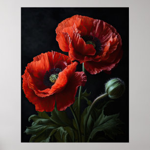 Red California Poppy Flowers Art Impressão Poster