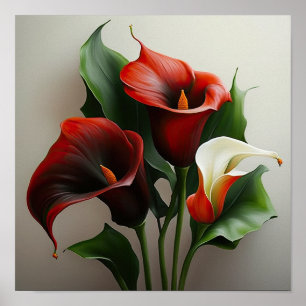 Red Calla Lily Flower Art Impressão