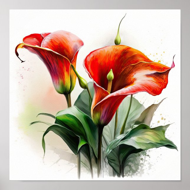 Red Calla Lily Flower Art Impressão (Frente)