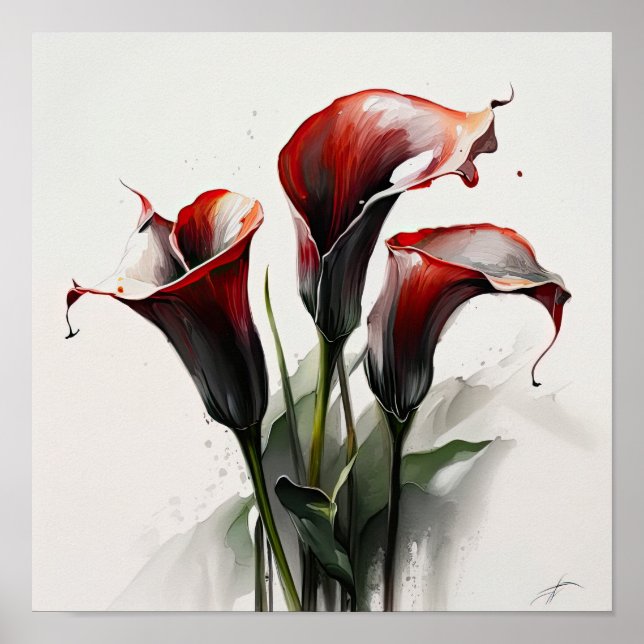 Red Calla Lily Flower Art Impressão (Frente)