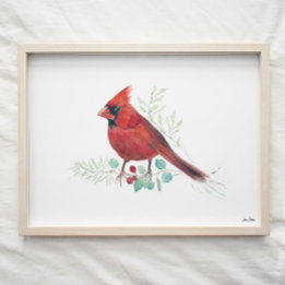 Red Cardinal Watercolor Art Impressão