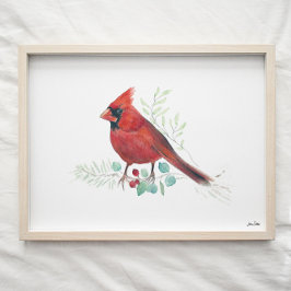 Red Cardinal Watercolor Art Impressão