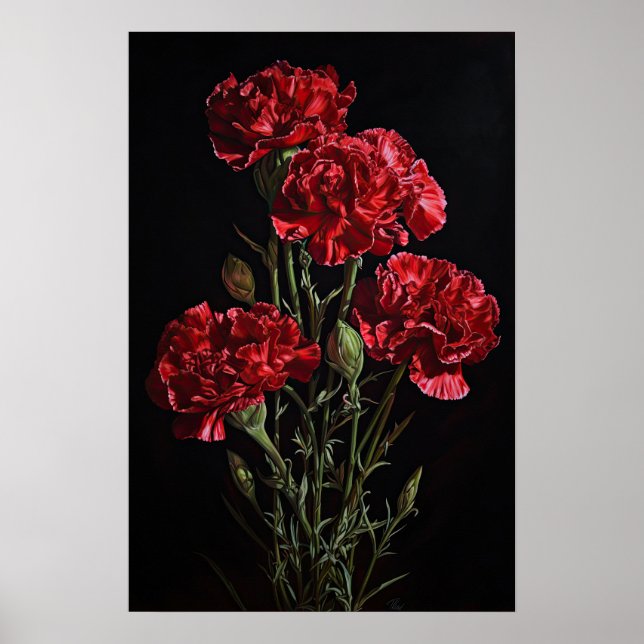 Red Carners Flower Art Impressão Poster (Frente)