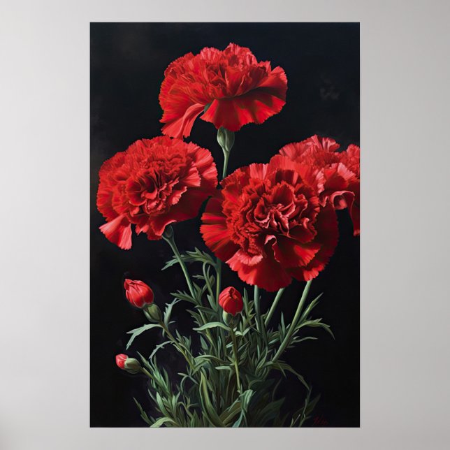 Red Carners Flower Art Impressão Poster (Frente)