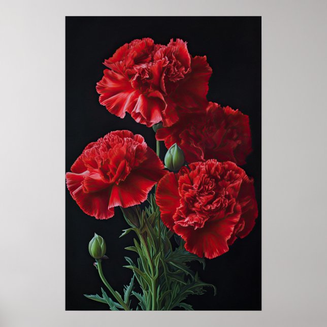 Red Carners Flower Art Impressão Poster (Frente)