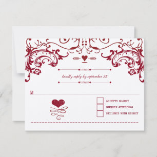 Red Chalkboard Cute Heart Initials Typografia RSVP