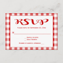 Red Checks RSVP Weding, Xadrez do Partido Gingham