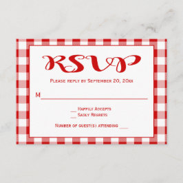 Red Checks RSVP Weding, Xadrez do Partido Gingham