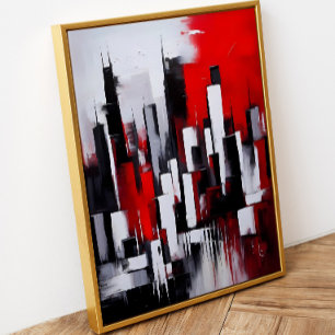 Red City Frame Art Poster