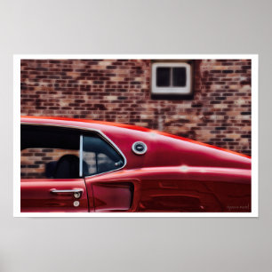 Red Classic Muscle Car Poster