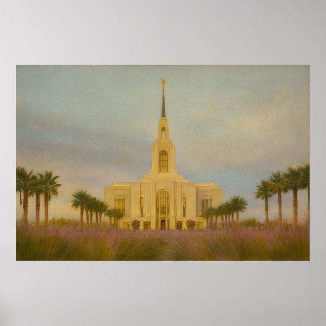 Red Cliff Utah Temple Painting™ LDS Art Poster (Frente)
