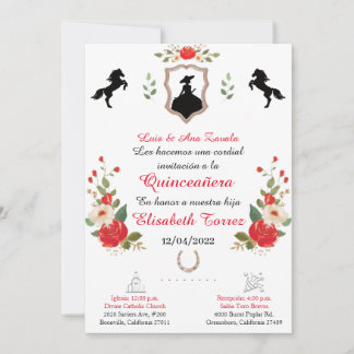 Red,Convite Ocidental da Cowgirl,Ranhura Quinceane